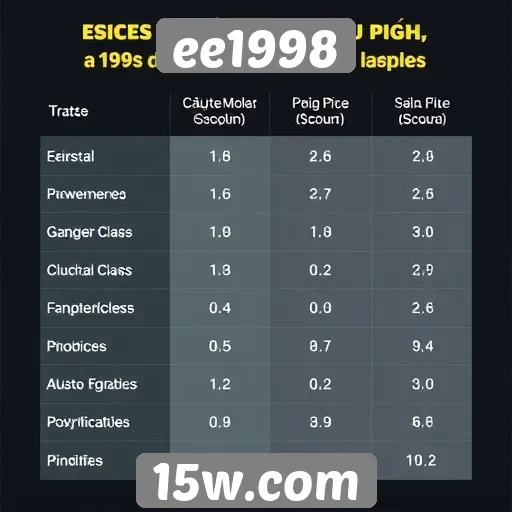 Comparativo entre ee1998 e concorrentes no mercado